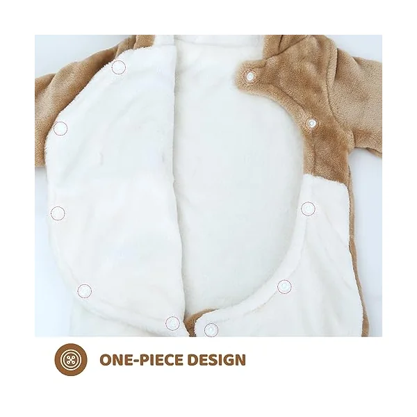 JiAmy Baby Snowsuit Newborn Flannel Bear Hooded Romper for 0-12 Months | Toddler Girls and Boys Fleece Warm Jumpsuit Infant Clothes Outfit