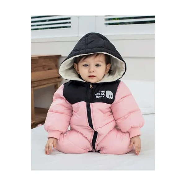 JiAmy Baby Snowsuit, Toddler Winter Snow Suits Hooded Romper Baby Girls Boys Clothes Jumpsuit Romper for 6-24 months