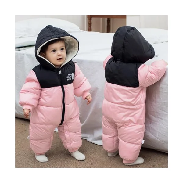 JiAmy Baby Snowsuit, Toddler Winter Snow Suits Hooded Romper Baby Girls Boys Clothes Jumpsuit Romper for 6-24 months