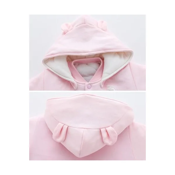 JiAmy Baby Winter Snowsuit Newborn Cartoon Hooded Romper with Footie Toddler Boys Girls Jumpsuit Outfits Set for 0-12 Months