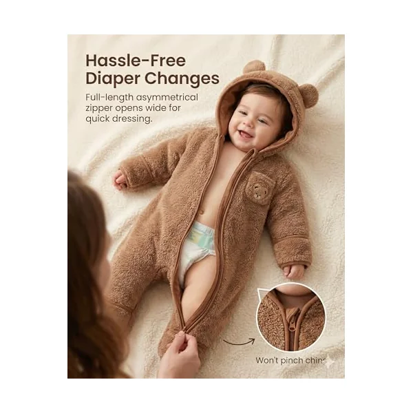 JiAmy Newborn Baby Snowsuit Fleece Winter Snow Suits 0-12 Months