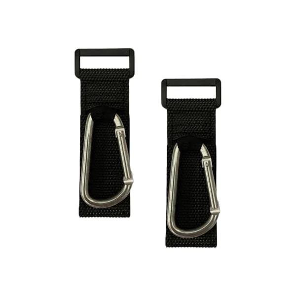 jojofuny 2pcs Stroller Hanger Hooks for Carrying Shopping Bags and Connecting Bags to Luggage, Silver Pu and Alloy Material, Suitable for Picnicking and Shopping Buggy Carabiner Design
