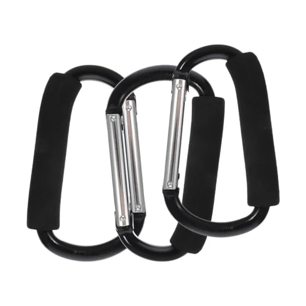 jojofuny 3pcs Portable Stroller Hooks for Walking Rollator and Bike, Made of Sturdy Aluminum Alloy with Strong Bearing Capacity, Easy to Install Black Stroller Clips for Shopping Bags