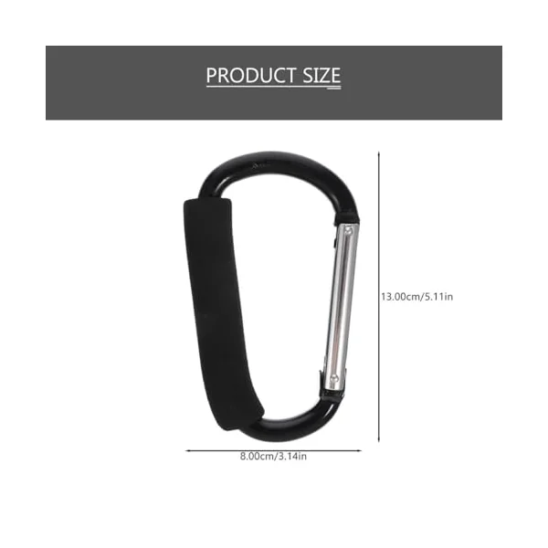 jojofuny 3pcs Portable Stroller Hooks for Walking Rollator and Bike, Made of Sturdy Aluminum Alloy with Strong Bearing Capacity, Easy to Install Black Stroller Clips for Shopping Bags