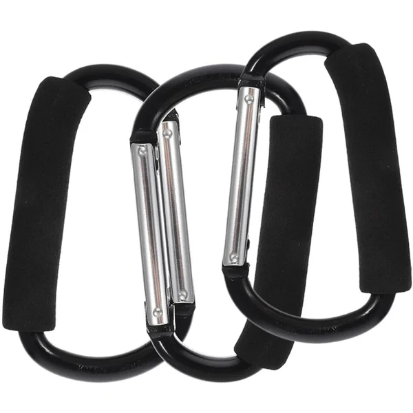 jojofuny 3pcs Portable Stroller Hooks for Walking Rollator and Bike, Made of Sturdy Aluminum Alloy with Strong Bearing Capacity, Easy to Install Black Stroller Clips for Shopping Bags