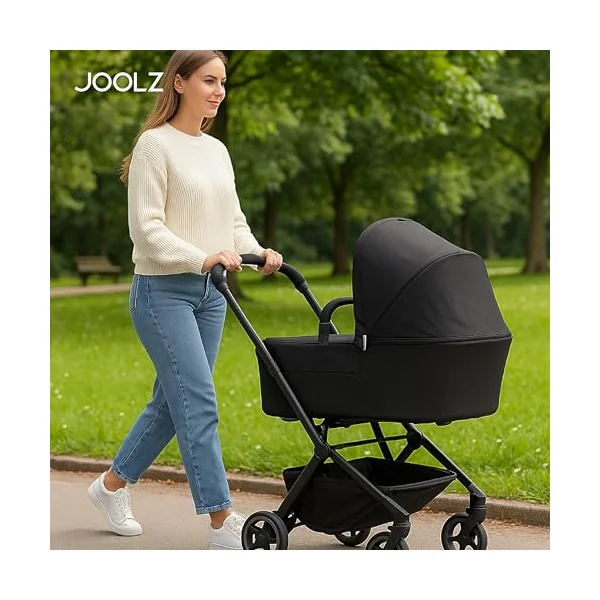 Joolz Aer2 Lightweight Travel Stroller Set with Ultra-Light Bassinet with One-Hand Quick Fold - Large UPF 50+ Canopy (Space Black)