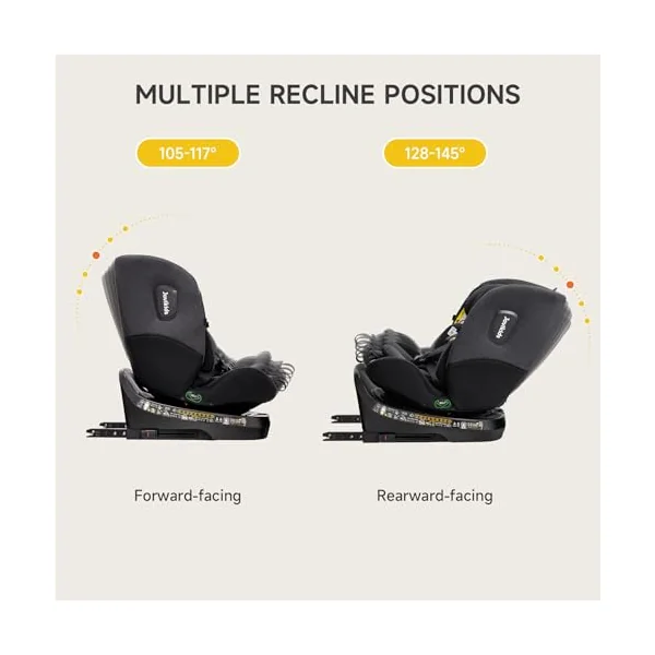 Jovikids Ranger TT 360° Baby car seat | 3-in-1 Convertible, ISOFIX, ECE R129, 40-150cm ( Birth - 12 Years, 0-36kg), i-Size, Rear-Facing, Reclinable, Girls (Black)
