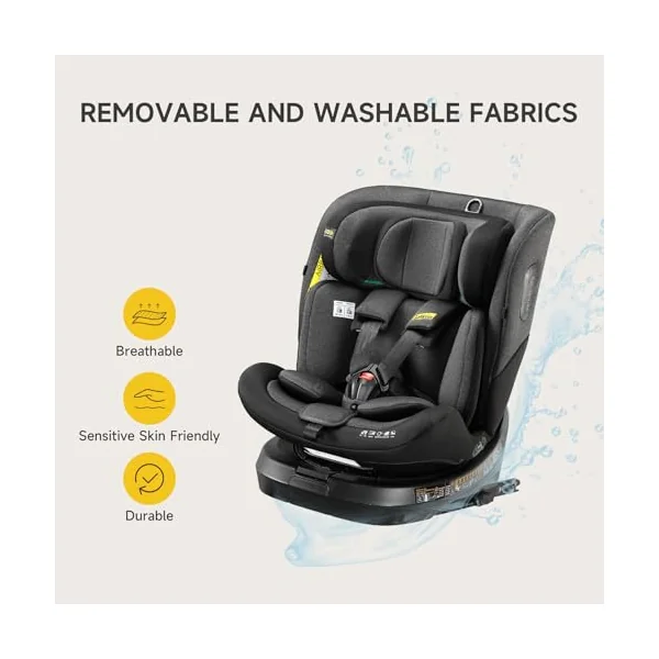 Jovikids Ranger TT 360° Baby car seat | 3-in-1 Convertible, ISOFIX, ECE R129, 40-150cm ( Birth - 12 Years, 0-36kg), i-Size, Rear-Facing, Reclinable, Girls (Black)