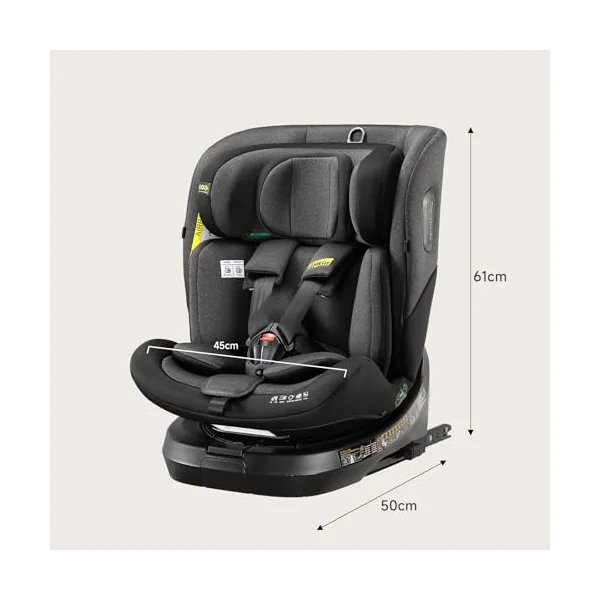 Jovikids Ranger TT 360° Baby car seat | 3-in-1 Convertible, ISOFIX, ECE R129, 40-150cm ( Birth - 12 Years, 0-36kg), i-Size, Rear-Facing, Reclinable, Girls (Black)