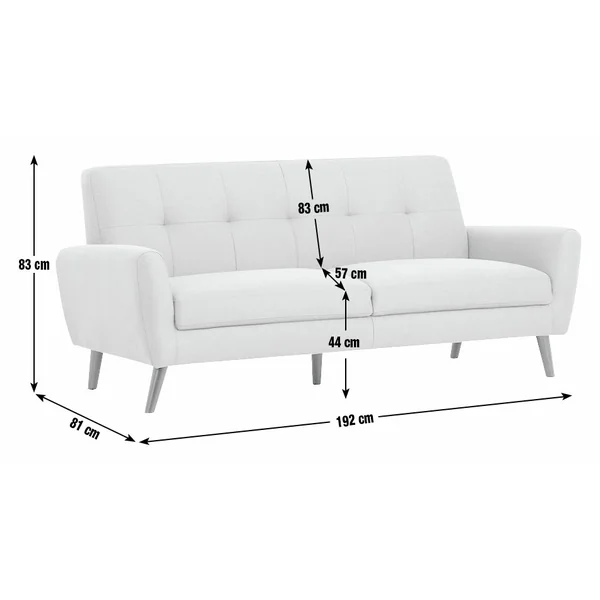 Julian Bowen Monza Fabric 3 Seater Sofa - Blue