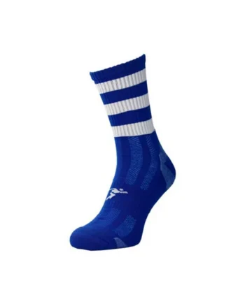 JUNIOR Size 3-6 Hooped Stripe Football Crew Socks ROYAL BLUE/WHITE Training
