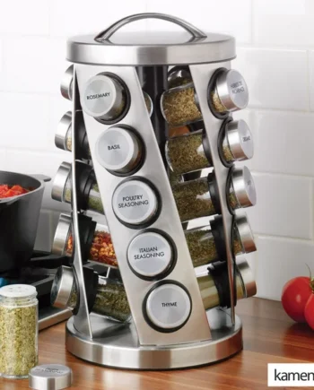 Kamenstein Stainless Steel 20 Jar Revolving Spice Rack With Spices
