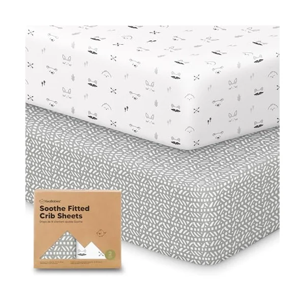 KeaBabies 2-pk Organic Cotton Crib Sheets for Boys Girls 52x28 (Nordic) | Fitted Crib Mattress Sheet Neutral, Breathable Cover for Baby Bed Set, Toddler Mattress, Soft & Cute Prints