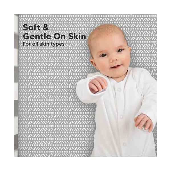 KeaBabies 2-pk Organic Cotton Crib Sheets for Boys Girls 52x28 (Nordic) | Fitted Crib Mattress Sheet Neutral, Breathable Cover for Baby Bed Set, Toddler Mattress, Soft & Cute Prints