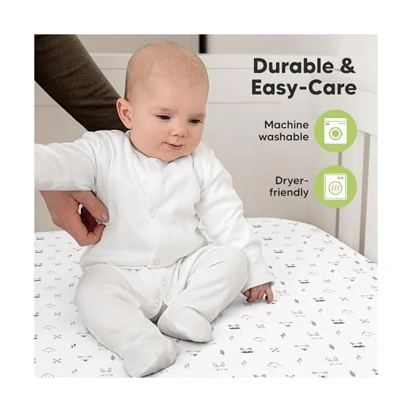 KeaBabies 2-pk Organic Cotton Crib Sheets for Boys Girls 52x28 (Nordic) | Fitted Crib Mattress Sheet Neutral, Breathable Cover for Baby Bed Set, Toddler Mattress, Soft & Cute Prints
