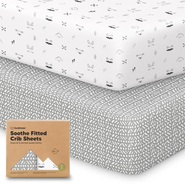 KeaBabies 2-pk Organic Cotton Crib Sheets for Boys Girls 52x28 (Nordic) | Fitted Crib Mattress Sheet Neutral, Breathable Cover for Baby Bed Set, Toddler Mattress, Soft & Cute Prints