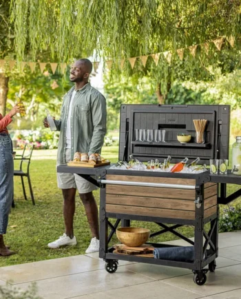 Keter 85 Litre (90 US Quart) Ashwood Patio Cooler and Beverage Cart