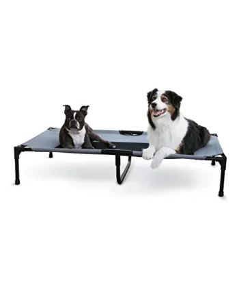 K&H Pet Products Cooling Elevated Dog Bed Outdoor Raised Cot with Washable Breathable Mesh, No-Slip Rubber Feet, Portable Cot Indoor Outdoor, X-Large Grey/Black Mesh