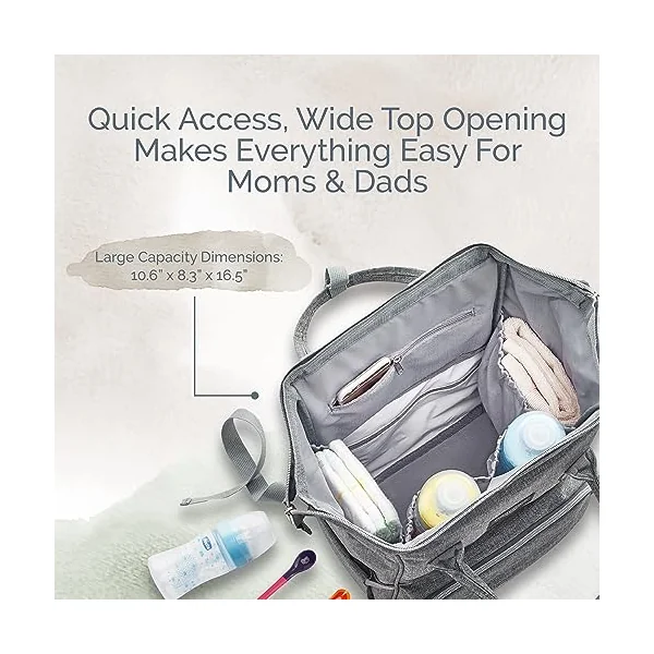 KiddyCare Multipurpose Waterproof Baby Changing Backpack | Unisex, Stylish Maternity Bag - Dark Gray