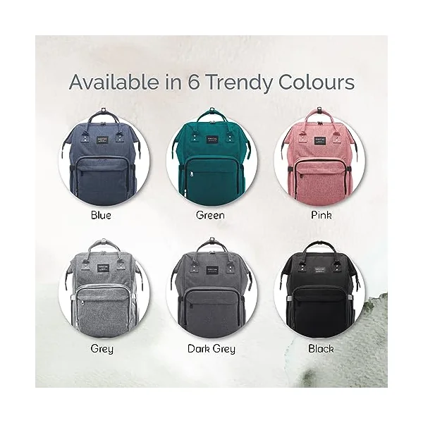 KiddyCare Multipurpose Waterproof Baby Changing Backpack | Unisex, Stylish Maternity Bag - Dark Gray