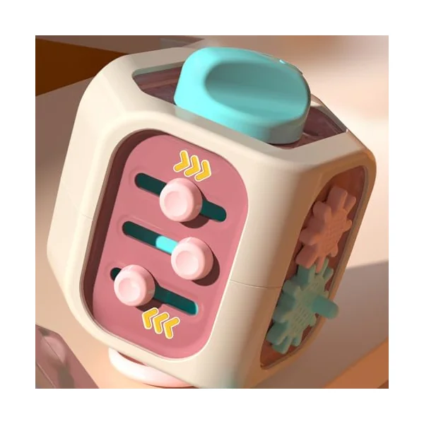 Kids Activity Cube 6-Sided Interactive Relief Learning Toys | Kids Shape Sorter Fidget Busy Box for Boys Girls Home School Classroom Preschool Airplane Travel Birthday
