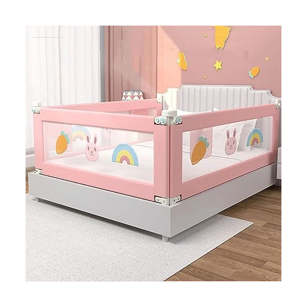 Kids Bed Guard Rail for Toddlers, Full Size Toddler Bed Frame with Rails, Vertical Lifting Collapsible Baby Safety Bed Rail Guards, with Pattern Extra Length Bed Rail (1.8m)