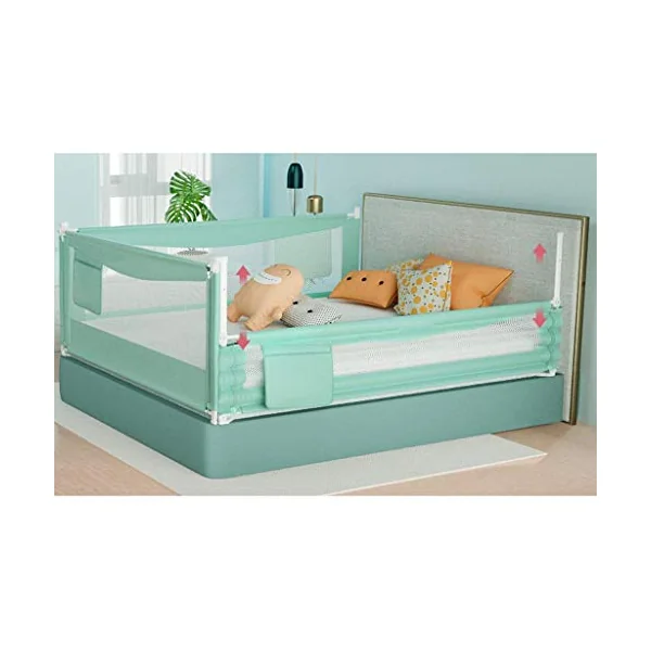 Kids Bed Rails, Guard For Kids With Ventilated Mesh Baby Bedside Fence Universal Bed Guard Safety Anti-fall Fence (Color:Green-120CM)