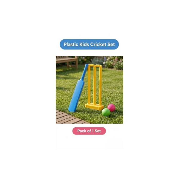 Kids Cricket Practice Set Plastic Cricket Bat and Soft Ball Outdoor Sports Toy for Beginners, Garden Games Equipment Boys & Girls