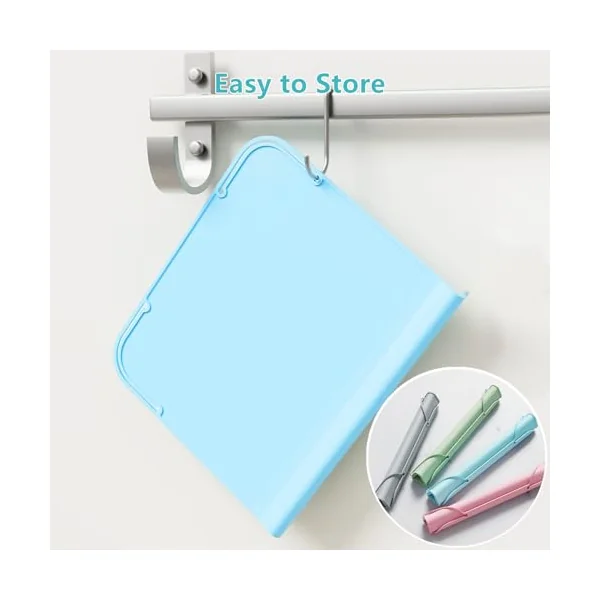 Kids Placemats, Silicone Placemats for Baby & Kids, Baby Place Mats with Teething Edge Bumper, Waterproof Dinning Table Mat, Dishwasher Safe (Pink, 12''×10'')