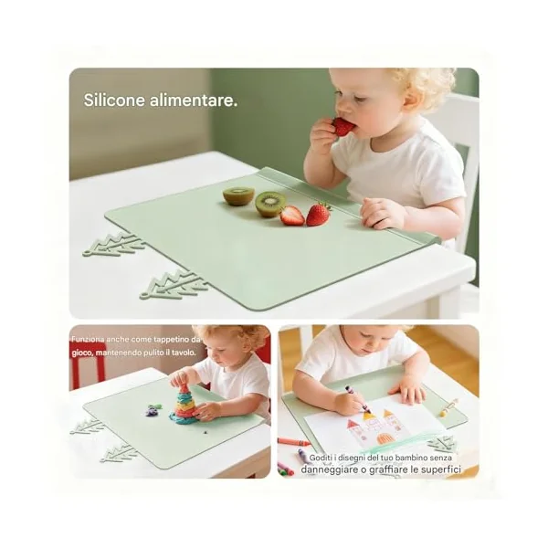 Kids Silicone Placemat Portable Non-Slip Mat | Food Mat with Anti-Collision Edge for Kids Table Food Feeding Desk Dinner