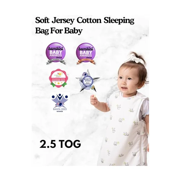 KIKI & SEBBY® 2.5 TOG Sleeping Bag 0-6 Months, Ultra Soft Honeycomb Jersey Cotton Baby Wearable Blanket with Adjustable Shoulder Snaps, Side Zipper for Easy Diaper Changes, Ideal for Room Temperatures
