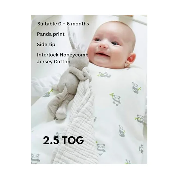 KIKI & SEBBY® 2.5 TOG Sleeping Bag 0-6 Months, Ultra Soft Honeycomb Jersey Cotton Baby Wearable Blanket with Adjustable Shoulder Snaps, Side Zipper for Easy Diaper Changes, Ideal for Room Temperatures