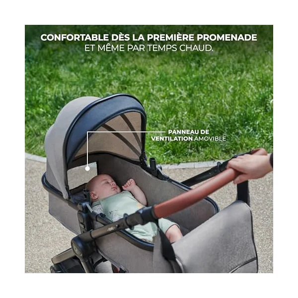 Kinderkraft ESME 3-in-1 Car Seat with Mink PRO I-Size Baby Carrier, Travel System, Baby Stroller, Foldable Stroller, Newborn Up to 4 Years, Grey