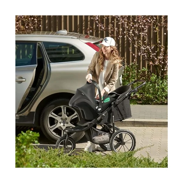 Kinderkraft HELSI 2 Buggy up to 22 kg, Buggy from Birth, Running Pram with Large Pneumatic Tyres, Reclining Function, Adjustable Parent Handle, Folding, Underseat Basket, Grey