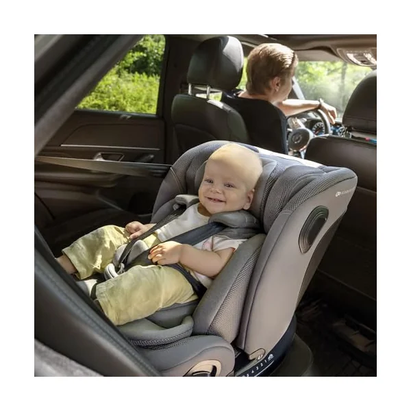 Kinderkraft I-Grow 2 PRO Child Car Seat, I-Size 40-150 cm, 360 Degree Rotation, Isofix, Base Station, RWF and FWF, Special Safety Systems, Easy to Clean, from Birth Group 0/1/2/3 0-36 kg, Gray