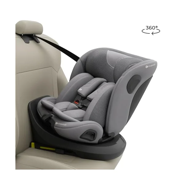 Kinderkraft I-Grow 2 PRO Child Car Seat, I-Size 40-150 cm, 360 Degree Rotation, Isofix, Base Station, RWF and FWF, Special Safety Systems, Easy to Clean, from Birth Group 0/1/2/3 0-36 kg, Gray