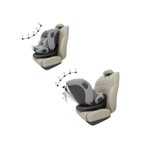 Kinderkraft I-Grow 2 PRO Child Car Seat, I-Size 40-150 cm, 360 Degree Rotation, Isofix, Base Station, RWF and FWF, Special Safety Systems, Easy to Clean, from Birth Group 0/1/2/3 0-36 kg, Gray