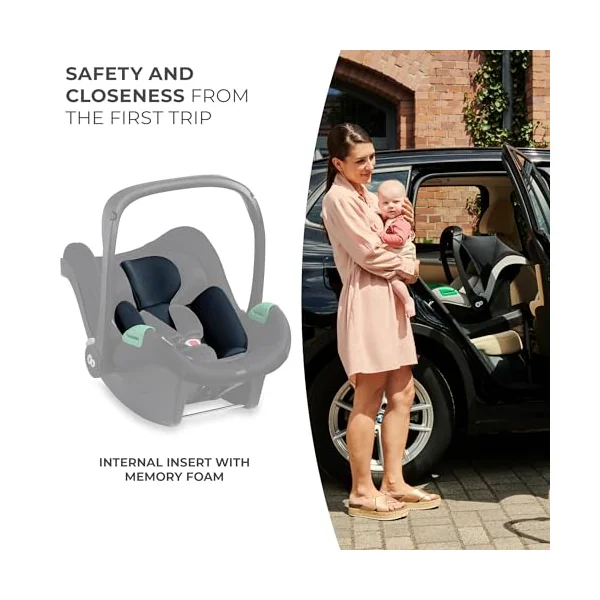 Kinderkraft Mink PRO Car Seat 40-75 cm with Isofix Base, Support Leg, Crashtested, Rearward Facing Position, Security Systems, Adjustable headrest, Black