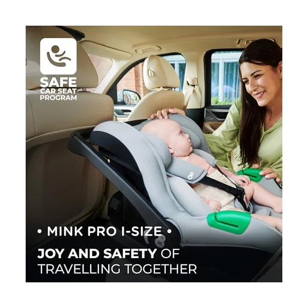 Kinderkraft Mink PRO Car Seat 40-75 cm with Isofix Base, Support Leg, Crashtested, Rearward Facing Position, Security Systems, Adjustable headrest, Gray