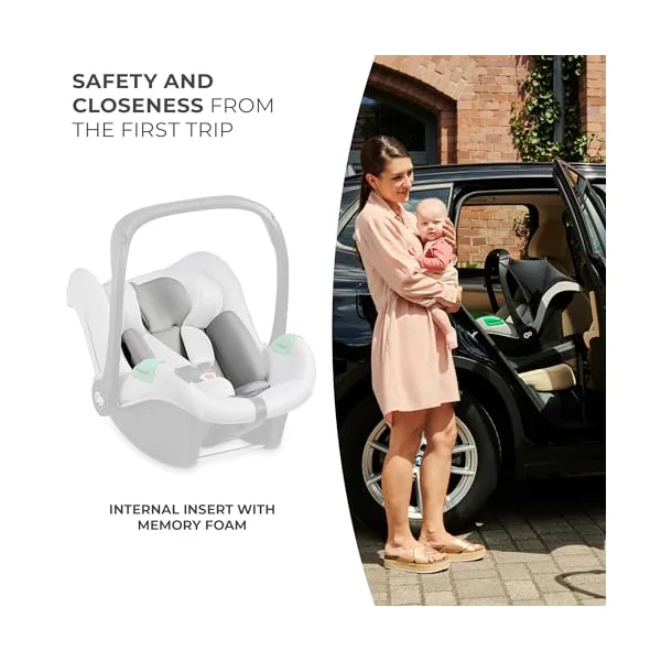 Kinderkraft Mink PRO Car Seat 40-75 cm with Isofix Base, Support Leg, Crashtested, Rearward Facing Position, Security Systems, Adjustable headrest, Gray