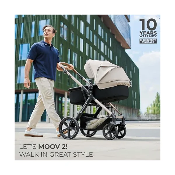 Kinderkraft MOOV2 3-in-1 Baby Stroller, EVA, Mink PRO I-Size, Travel System, Baby Stroller, Pushchair, Foldable, for Newborn, from Birth to 3 Years, Grey
