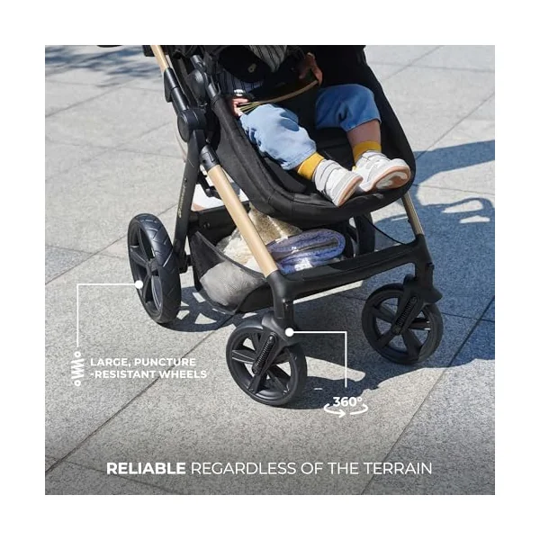 Kinderkraft MOOV2 3-in-1 Baby Stroller, EVA, Mink PRO I-Size, Travel System, Baby Stroller, Pushchair, Foldable, for Newborn, from Birth to 3 Years, Grey