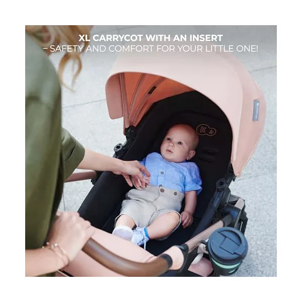 Kinderkraft MOOV2 3-in-1 Baby Stroller, EVA, Mink PRO I-Size, Travel System, Baby Stroller, Pushchair, Foldable, for Newborn, from Birth to 3 Years, Grey