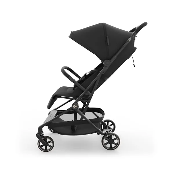Kinderkraft NEBO Cabin Stroller Ultralight, one-Hand fold, self-Standing When Folded, Cabin-Size 51×43×21 cm, Shoulder Strap + Travel Bag, Lie-Flat Recline, 5-Point Safety Harness, Black