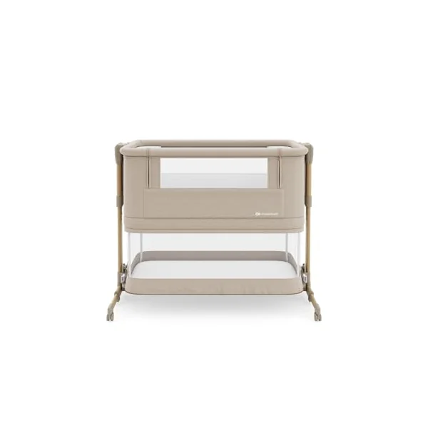 Kinderkraft NESTEE GROW 2 3 in 1 bedside crib, baby cot, toddler bed, 5 height levels, mattress included, telescopic legs, lockable wheels, foldable, with carry bag, Beige