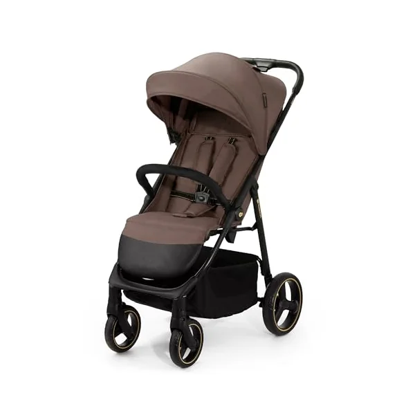 Kinderkraft Trig 3 Lightweight Stroller, Baby Pushchair, Easy Folding with One Hand, All Wheels Suspension, Ajustable Hood 5-Point Safety Harness, from Birth up to 25kg, Brown