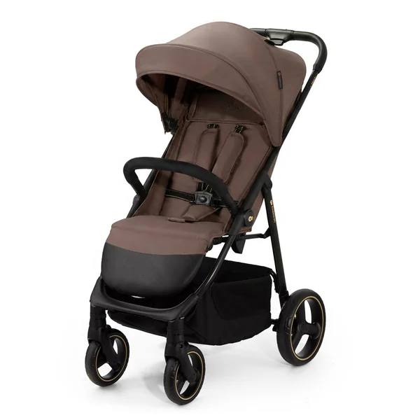 Kinderkraft Trig 3 Lightweight Stroller, Baby Pushchair, Easy Folding with One Hand, All Wheels Suspension, Ajustable Hood 5-Point Safety Harness, from Birth up to 25kg, Brown