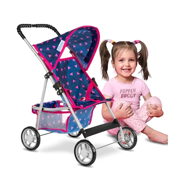 Kinderplay Doll Stroller | Toy Pram | Baby Doll Pram - Toy Pushchair | Dolls Buggy | Dolls Pushchair | Dolls Pram Handle Height 56 cm, model KP0280T