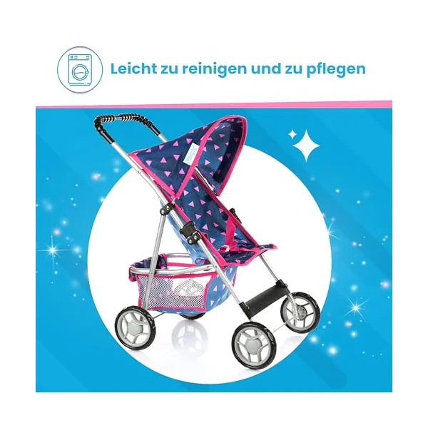 Kinderplay Doll Stroller | Toy Pram | Baby Doll Pram - Toy Pushchair | Dolls Buggy | Dolls Pushchair | Dolls Pram Handle Height 56 cm, model KP0280T