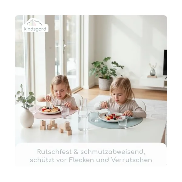 kindsgard Silmat Silicone Place Mats - Set of 2 Non-Slip Placemats for Children - BPA-Free, Easy to Clean & Dishwasher Safe - Flexible Table Mat Made of High-Quality Silicone (Pink & Mint)